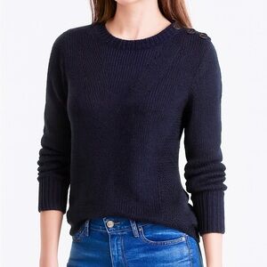 Theory Aleesna Leuna Silk Alpaca Blend Black Knit Button Shoulder Sweater Size M